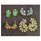 Vintage Coro And Unmarked Gold Silve Tone Rhinesto