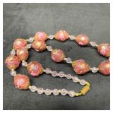 Venetian Murano Lamp Work Glass Pink Round Bead Fi