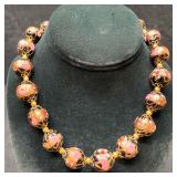 Venetian Murano Lamp Work Glass Black Bead Fiorato