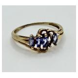 10k Gold Tanzanite Ring (1 Stone Missing)