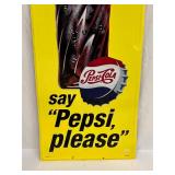 Vintage Metal Pepsi-Cola Sign Say "Pepsi Please" B