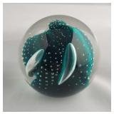 Caithness Scottish Aqua Colored Glass  Paperweight