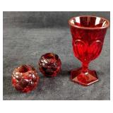 Vintage Retired Fostoria Ruby Coin Wine Glass...