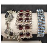 Vintage Unmarked Rhinestone Thermostat Bracelets L
