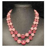 Signed Vintage Pink Iridescent Beaded W. Germany D