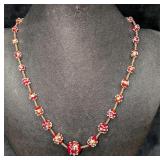 Vintage Italian Murano Red And Gold Art Glass Bead