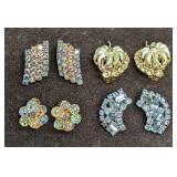 Vintage Unmarked AB Crystals And Rhinestone Clip O