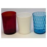 3 Vintage Red White & Blue Tumbler Glasses