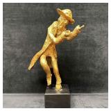 Modernist Resin Sculpture Golden Figure in Motion
