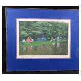 Framed Sarah Carwan LE Print Tents With Woods