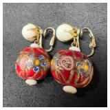 Murano Venetian Art Glass Lamp Work Red Circle Flo