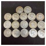 Seventeen 17 Kennedy Half Dollars 1967-1969 Silver