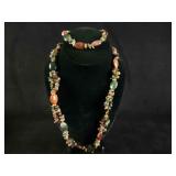 Vintage Natural Stone Beaded Necklace & Bracelet