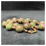 Venetian Murano Lamp Work Glass Green Round Bead F