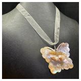 Hand-Carved Blister Pearl Necklace - Butterfly