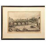 Framed Vintage Guiseppe Vasi Veduta Di Ponte Sisto