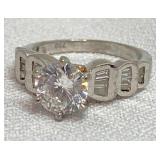 18k White Gold Moissanite & CZ Ring