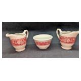 Syracuse Strawberry Hill Pink 2 Creamers & Custard