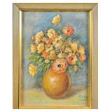 JB Framed Original Acrylic On Canvas Flower & Vase