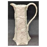 Basic Porcelana 10" White Pitcher With Embossed Gr
