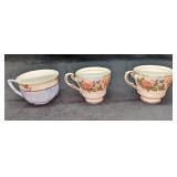 3 Fine China Paragon & German Tea Cups