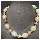 Venetian Murano Lamp Work Art Glass Aqua Blue Blac