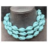 Vintage Turquoise Glass Bead Necklace Lot Of 3
