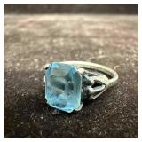 Sarah Coventry Sterling Silver Ring Blue Emerald C