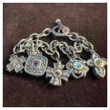 14K Gold 925 Sterling Silver Gemstones Rolo Toggle