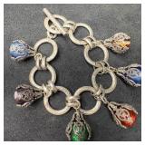 Multi Color Poured Glass Dangle Foil Charm Bracele