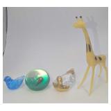 4 Vintage Glass Resin Seahorse Giraffe Bird Duck F