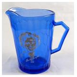 Vintage Cobalt Blue Glass Shirley Temple Mini Pitc
