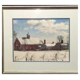Framed Snow Covered Winter Barn Photo