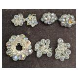 Vintage Unmarked AB Crystal And Beaded Clip On Ear