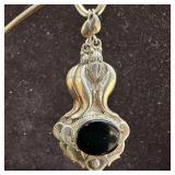 925 Sterling Black Onyx Oval Dangle Earrings L23