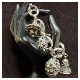925 Silver Charm Bracelet with Ornate Charms with