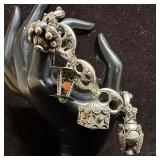 925 Sterling Silver Charm Bracelet with Ornate Cha