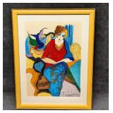 Framed Itzchak Tarkay S&N Waiting Print