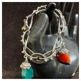 800 Silver Filigree Amethyst Malachite Carnelian C