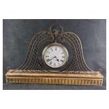 Vintage Style Prestige Metal & Wooden Mantel Clock