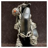 800 Silver Charm Bracelet with Ornate Charms and G