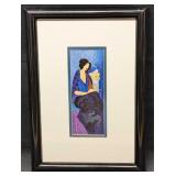 Framed Itzchak Tarkay Lady In Blue Print R42