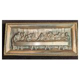 Vintage Last Supper Copper Hue Metal Embossed Hang
