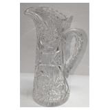 Vintage Cut Glass Stars & Fans 10" Pitcher