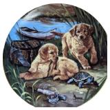 Linda Budge Fishing For Dinner Golden Puppy Plate