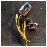 Coro Sterling Silver Gold Plated Purple Glass Mid