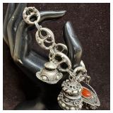 Ornate Fob Gemstone Five Charm Puff Mariner Chain