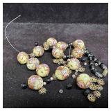 Murano Venetian Lamp Work Glass Fiorato Cream Roun