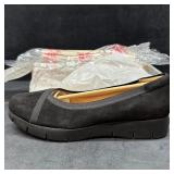 Clarks Daelyn Hill Black Suede Slip On Wedge Shoes