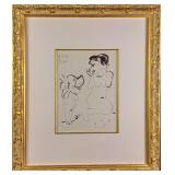 Framed Hand Signed Pablo Picasso Nude And Masked C